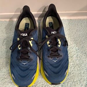 Hoka Blue and Yellow Running Shoes